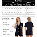 Miniatyrbild 6 av 6: Kvinnors Pyjamas Set Kortärmad Nattkläder Dam Button Down Nattkläder PJ Set med Ficka S Navy Blue White Trim