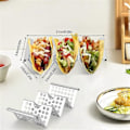 Miniatyrbild 3 av 5: Tacoställ, 4-pack rostfritt stål ställ med handtag, tacobricka rymmer upp till 3 tacos, tacoställ