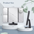 Miniatyrbillede 6 af 6: (Kampagne) Makeup Spejl med Lys, 2X 3X 10X Forstørrelse, Belyst Spejl, Touch Kontrol, Trefoldig Dobbelt Strømforsyning, Bærbar LED (Sort)