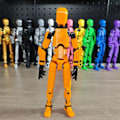 Miniatyrbild 1 av 7: Robotleksaker med flera leder, robotmodeller med flera karaktärer för 3D-utskrift, actionfigurer för skrivbordsdekoration - presenter för spelälskare orange
