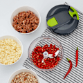 Miniatyrbilde 3 av 7: Multifunksjons manuell matprosessor & hakkemaskin med lokk og håndtak, grønnsakshakker, egnet for løk, ingefær, paprika, frukt, finhakk Green