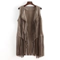 Pikkukuva 1 / 5: Naisten Rinta-aukkoinen Tank Top 70-luvun Hippi Väärennetty Nahka Rinta-aukkoinen Takki, Disco Raido Tank Takki Beige M
