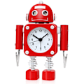 Miniatyrbild 1 av 7: Rostfritt metall icke-tickande robotlarmklocka - Larmklocka med blinkande lampor och handklämma Ruby Red