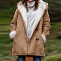 Miniatyrbillede 2 af 7: Damer Vinterjakker Udsalg Plus Størrelse Dame Fleeceforet Jakke Hoodies Lomme Uld Casual Hættetrøjer Horn Knapper Casual Varmt Jakke Trench 3XL 02 Brown