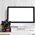 Miniatyrbild 7 av 8: 2,6-tums lyckokatt-svängarm-set, elektrisk söt lyckokatt-svängarm lyckokatt lyckokatt-statyett-prydnader för att dekorera receptionsdisk kassaapparat