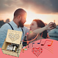 Miniatyrbild 2 av 6: Kan inte låta bli att bli kär i trämusikbox, antik graverad speldosa för kärlek - presenter till älskare, pojkvän, flickvän, make, fru (TRÄ) Wood