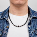 Miniatyrbild 6 av 7: Halsband med pärlor för män | Halsband med pärlor för män | Halsband med läkande kristaller av ädelstenar Ojo de tigre negro/rojo