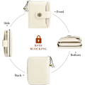 Miniatyrbilde 3 av 8: Punge for kvinner ekte skinn liten bifold kompakt damelommebok med RFID-beskyttelse Off White