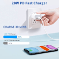 Miniatyrbillede 5 af 7: 3-pak - Oplader til iPhone - Hurtig oplader - Adapter + Kabel 20W Hvid one size iPhone 3-pak iPhone（NT） 3-pak iPhone 3-Pack iPhone