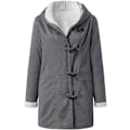 Miniatyrbillede 5 af 5: Damer Vinterjakker Udsalg Plus Størrelse Dame Fleeceforet Jakke Hoodies Lomme Uld Casual Hættetrøjer Horn Knapper Casual Varmt Jakke Trench XL 02 Grey
