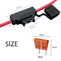 Miniatyrbillede 2 af 5: 10 Gauge Sikringsholder - 10 AWG Inline Sikringsholder med 40 AMP ATC Bladsikringer (4pak)