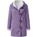 Miniatyrbillede 6 af 6: Damer Vinterjakker Udsalg Plus Størrelse Dame Fleeceforet Jakke Hoodies Lomme Uld Casual Hættetrøjer Horn Knapper Casual Varmt Jakke Trench 4XL 01 Purple