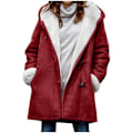 Miniatyrbillede 1 af 5: Damer Vinterjakker Udsalg Plus Størrelse Dame Fleeceforet Jakke Hoodies Lomme Uld Casual Hættetrøjer Horn Knapper Casual Varmt Jakke Trench M 02 Wine