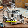Miniatyrbillede 1 af 2: Håndlavet Lastbil Kaffekrus, 250ML Sættevognsformet Resin Kaffekrus, Lastbil Kaffekrus, Unik Gave til Kaffe- og Lastbilentusiaster silver