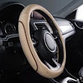 Miniatyrbild 6 av 6: Färg Piping Läder Universal Rattmuff, Passar 14,5-15 Tum Olika Fordon SUV, Bilar (Beige) Beige