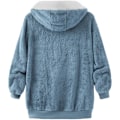 Miniatyrbillede 6 af 7: Hættejakke til kvinder, Teddy Fleece-frakke, Overgangsjakke med hætte og lommer, lynlås, efterår, vinter, plysjakke, fleecejakke, vinter 4XL A Blue