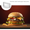 Miniatyrbild 5 av 7: Burgerpress i rostfritt stål, 14 cm, kraftig, rund hamburgerpressform, perfekt för stekbord, grillmatlagning, biff, panini