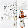Miniatyrbild 4 av 5: 10 stycken Woodland Animal Julgransprydnader Faux Fur Plysch Djur Hängande Prydnader för Julgran Nyckelring