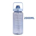 2000 ml blå sportvattenflaska med sugrör, stor bärbar vattenflaska Blue