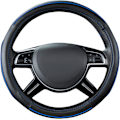 Miniatyrbild 5 av 6: Färg Piping Läder Universal Rattmuff, Passar 14,5-15 Tum Olika Fordon SUV, Bilar (Svart blå) Black blue