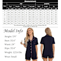 Miniatyrbild 6 av 6: Kvinnors Pyjamas Set Kortärmad Nattkläder Dam Button Down Nattkläder PJ Set med Ficka S Navy Blue