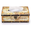 Miniatyrbild 4 av 9: Retro Tissue Box Hållare, Tissue Organizer Rektangulär Trä + PU Tissue Box Omslag (Gul Karta)