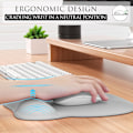 Miniatyrbild 3 av 6: Ergonomisk musmatta med handledsstöd i minnesskum, bekväm datormusmatta för bärbar dator, smärtlindrande handledsstöd Pure Grey
