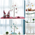 Miniatyrbilde 2 av 3: Opplyst hvitt juletre med 24 varmhvite LED-batteridrevne lysende grener, tre for hjemmefest, bryllup, påske, juledekorasjon