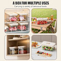 Miniatyrbild 5 av 9: Kylskåpsförvaringslåda - Transparent förvaringslåda för frukt - Multifunktionell matbehållare med lock för camping, fest, kök, picknick