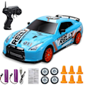 Pikkukuva 1 / 6: 2.4G Drift Kauko-ohjattava Auto 4WD RC Drift Auto Leikki Kauko-ohjattava GTR Malli AE86 Ajoneuvo Kauko-ohjattava Kilpa-auto Leikki Lasten Lahja Light blue graffiti