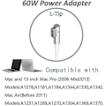 Miniatyrbillede 2 af 5: 60W Macbook Pro Oplader - Erstatning 60W L-tip Macbook Oplader til Gammel Macbook Pro 13 tommer - Universal Strømadapter Kompatibel med Macbook Pro 13 I