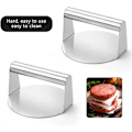 Miniatyrbild 3 av 7: Burgerpress i rostfritt stål, 14 cm, kraftig, rund hamburgerpressform, perfekt för stekbord, grillmatlagning, biff, panini