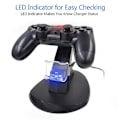 Miniatyrbillede 2 af 5: Egnet til PS4, PS4 Slim, PS4 Pro spilcontroller oplader trådløs controller blåt lys fly dobbelt opladning controller opbevaringsbeslag oplader