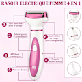 Miniatyrbilde 2 av 4: ®RisingFF Elektrisk barbermaskin for kvinner - 4 i 1 smertefri kroppstrimmer for bikini, ansikt, øyenbryn, nese, armhuler - USB-oppladbar