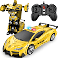 Miniatyrbild 1 av 7: Transformerande robot RC-bil 2.4Ghz Transformerande polisbil leksak En-klicks transformation Yellow
