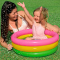 Miniatyrbild 2 av 5: Uppblåsbar rund pool 3 ringar + uppblåsbar bas 61 x 22 cm, 28 l, Blå, rosa, grön