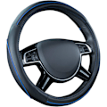 Miniatyrbild 6 av 6: Färg Piping Läder Universal Rattmuff, Passar 14,5-15 Tum Olika Fordon SUV, Bilar (Svart blå) Black blue
