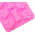 Miniatyrbillede 6 af 6: 2-i-1 Hvalpes Pote og Knogle Silikoneforme, Non-Stick Fødevarekvalitet Silikoneforme til Gelé, Isblok, (Sæt med 4 stk. Pink)