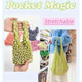 Miniatyrbilde 2 av 7: Magisk Stretch Bag Plissert Bag, Gjenbrukbare Matvareposer Vaskbare Bærbare Store Kapasitet Handleposer Multifunksjonell Tote Bag Handleposer Yellow