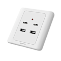 Pikkukuva 3 / 3: 86 tyypin 220V rakennustyömaan asuntolan piilotettu 18W pikalatauspistorasiapaneeli kahdella USB-portilla TYPE C älykäs pikalatauspistorasia