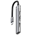 Pikkukuva 1 / 11: Type-C -telakointiasema 3,5 mm:n liittimeen USB2.0 TypeC HUB 4-in-1 -jakaja USB C -sovitin UDisk-näppäimistölle Harmaa 0,03