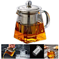 Miniatyrbillede 1 af 6: Glastekande 350ml Enkeltpersons tekande med varmebestandig rustfri stål infuser perfekt til te og kaffe