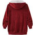 Miniatyrbillede 6 af 7: Hættejakke Dame Teddy Fleece Frakke Overgangsjakke med Hætte med Lommer Lynlås Efterår Vinter Plys Jakke Fleece Jakke Vinter XL A Red