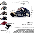Pikkukuva 2 / 7: Kulunut baseball-lippis miehille Vintage Trucker Hat Men Cotton Embroidered Snapback Casual Baseball Cap Unisex Navy One Size