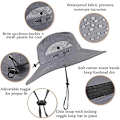 Miniatyrbillede 5 af 6: Udendørs Bredskygget Solhat med 2 Solcelleventilatorer Sol Bucket Hat til Mænd Kvinder UPF 50+ Bucket Fiske- & Strandhat med Indbygget Ventilator Camouflage Green