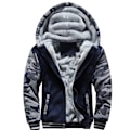Miniatyrbilde 1 av 7: Hettegenser for menn med fleecefôr, varm vinterjakke, treningsgenser, full glidelås, varm tykk jakke Camouflage blue 2XL