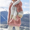 Miniatyrbilde 3 av 4: Vinterjakke for kvinner, plus størrelse, hettegenser, tykk varm jakke, yttertøy med lomme, glidelås, cardigan, rosa XXL pink XXL