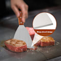 Miniatyrbilde 5 av 9: 2 stk. stekeskrape i rustfritt stål, stekespade for støpejern treskaft skråkant grillspaker for matservering/matlaging/rengjøring, ideell