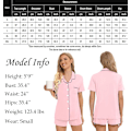 Miniatyrbild 6 av 6: Kvinnors Pyjamas Set Kortärmad Nattkläder Dam Button Down Nattkläder PJ Set med Ficka L Pink