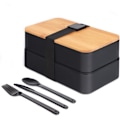 Pikkukuva 1 / 6: Bento-lounasrasia, japanilainen lounasrasia, jossa on 3 osastoa ja bambukansi kouluun ja töihin lapsille ja aikuisille